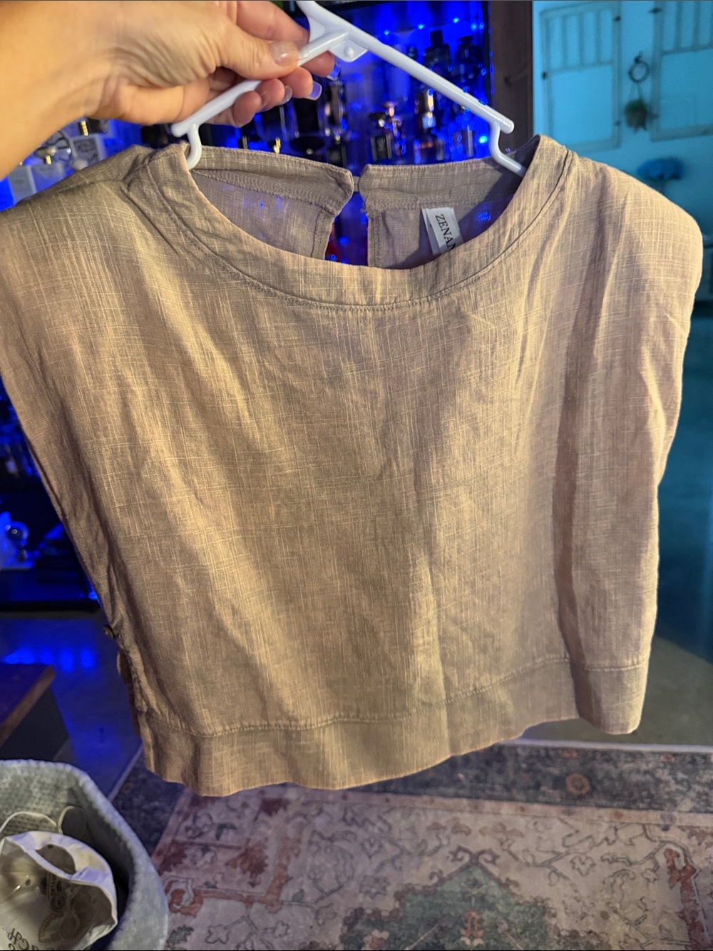 Zenana Outfitters Taupe Cropped Sleeveless Top. Small. New. Acid Wash. Ash Mocha